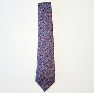 Vintage Guy Laroche Of Paris Tie. Blue And Purple Paisley All Silk.